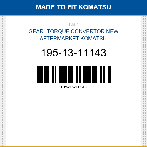 195-13-11143 Gear -torque convertor Made to fit for KOMATSU
