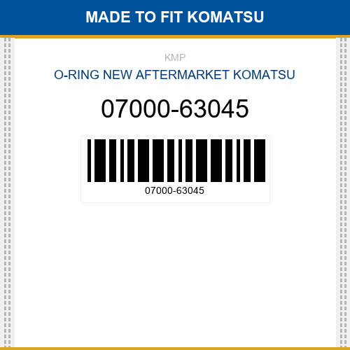 07000-63045 O-ring Made to fit for KOMATSU