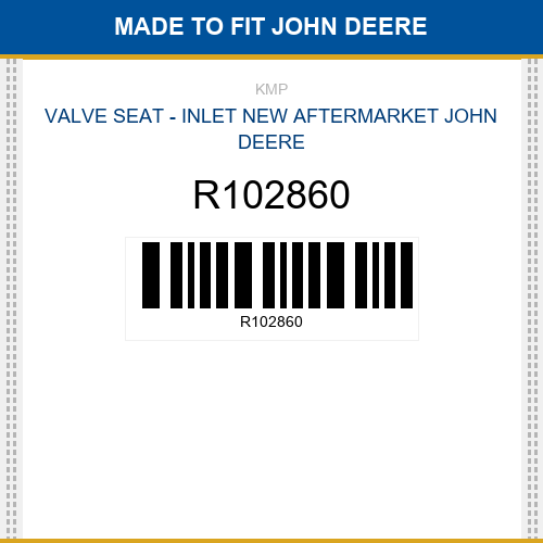 R102860 Valve seat - inlet Made to fit for JOHN DEERE