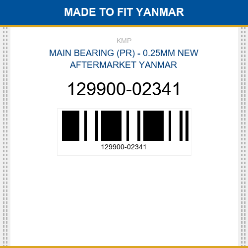 129900-02341 Main bearing (pr) - 0.25mm Made to fit for YANMAR