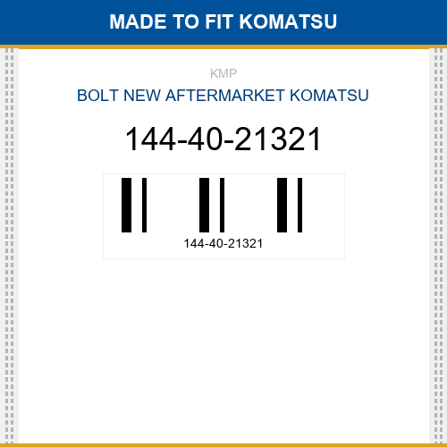 144-40-21321 Bolt Made to fit for KOMATSU