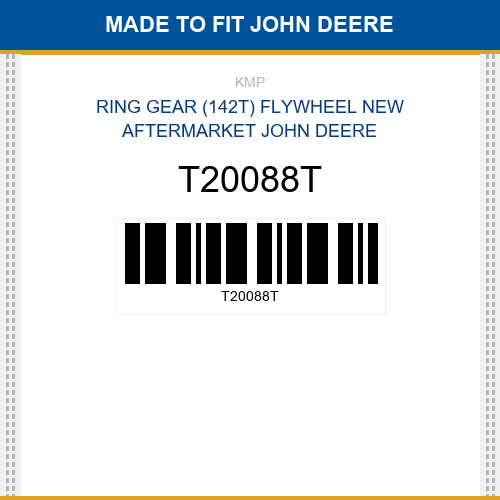 T20088T Ring gear (142t) flywheel Made to fit for JOHN DEERE