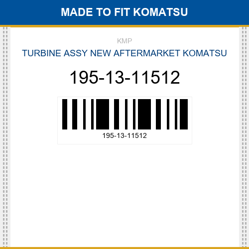 195-13-11512 Turbine assy Made to fit for KOMATSU