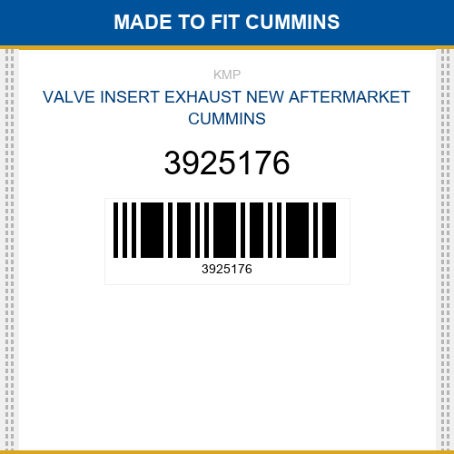 3925176 Valve insert exhaust Made to fit for CUMMINS