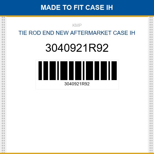 3040921R92 Tie rod end Made to fit for Case Ih