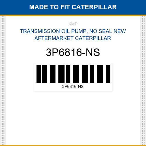 3P6816-NS Transmission oil pump, no seal Made to fit for CATERPILLAR