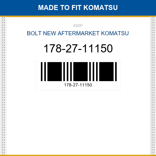 178-27-11150 Bolt Made to fit for KOMATSU