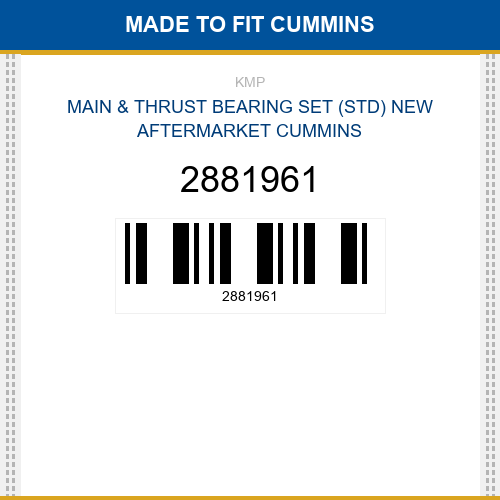 2881961 Main & thrust bearing set (std) Made to fit for CUMMINS
