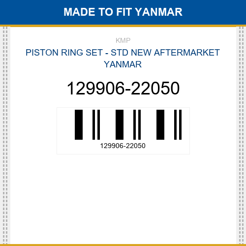 129906-22050 Piston ring set - std Made to fit for YANMAR