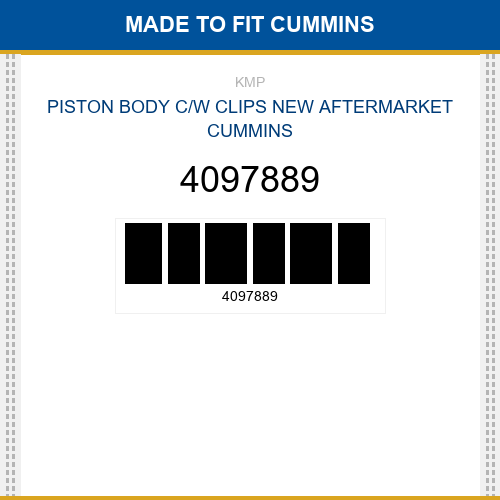 4097889 Piston body c/w clips Made to fit for CUMMINS