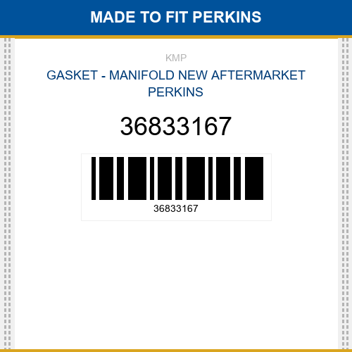36833167 Gasket - manifold Made to fit for PERKINS