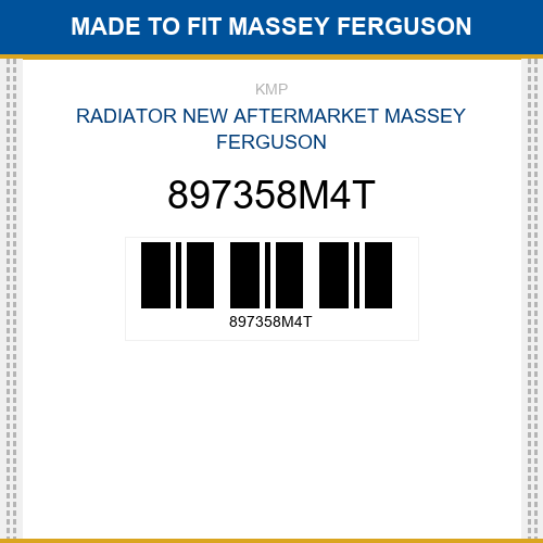 897358M4T Radiator Made to fit for MASSEY FERGUSON