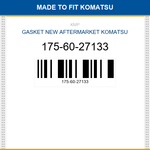 175-60-27133 Gasket Made to fit for KOMATSU