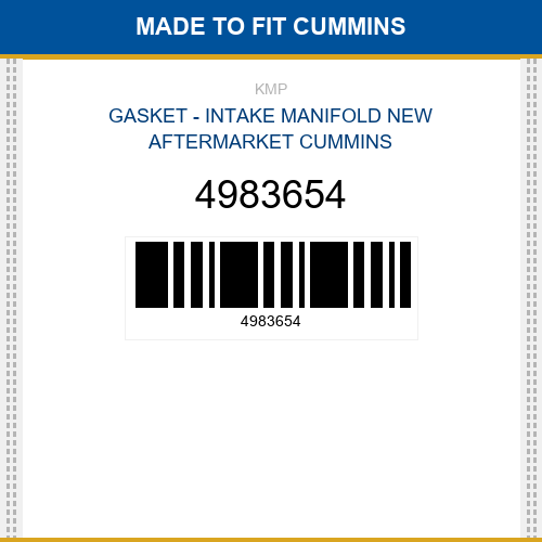 4983654 Gasket - intake manifold Made to fit for CUMMINS