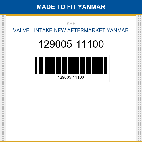 129005-11100 Valve - intake Made to fit for YANMAR