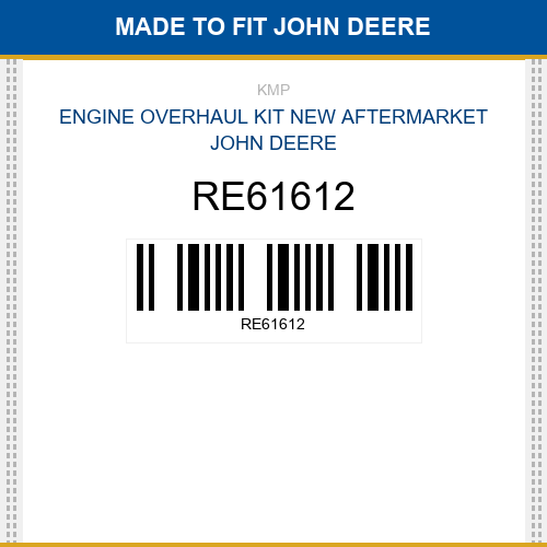 RE61612 Engine overhaul kit Made to fit for JOHN DEERE