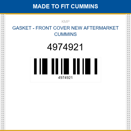 4974921 Gasket - front cover Made to fit for CUMMINS