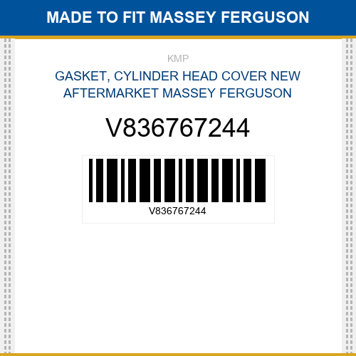 V836767244 Gasket, cylinder head cover Made to fit for MASSEY FERGUSON