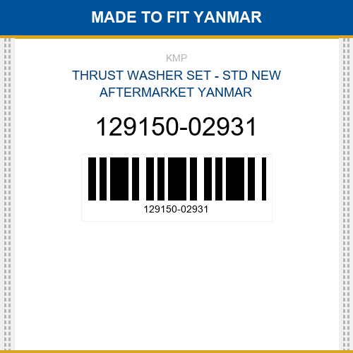 129150-02931 Thrust washer set - std Made to fit for YANMAR
