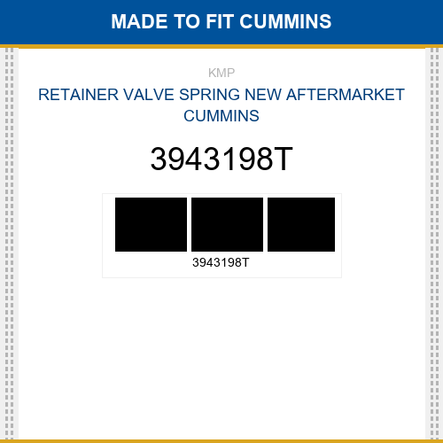 3943198T Retainer valve spring Made to fit for CUMMINS