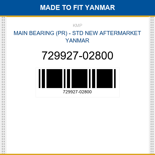 729927-02800 Main bearing (pr) - std Made to fit for YANMAR