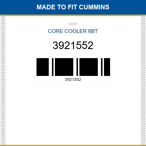 3921552 Core cooler 6bt Made to fit for CUMMINS