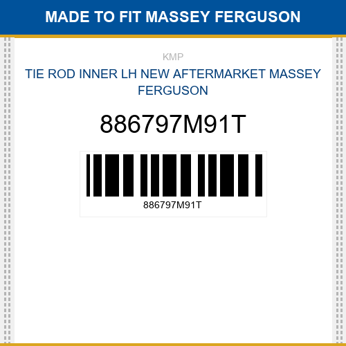 886797M91T Tie rod inner lh Made to fit for MASSEY FERGUSON