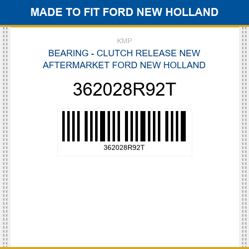 362028R92T Bearing - clutch release Made to fit for FORD NEW HOLLAND