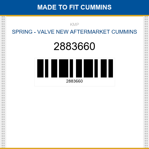 2883660 Spring - valve Made to fit for CUMMINS