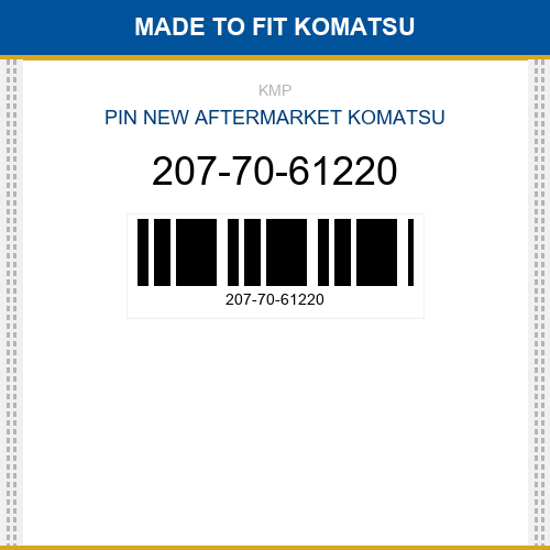 207-70-61220 Pin Made to fit for KOMATSU
