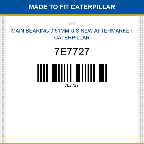 7E7727 Main bearing 0.51mm u.s Made to fit for CATERPILLAR