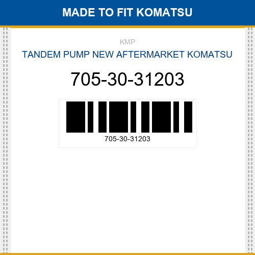 705-30-31203 Tandem pump Made to fit for KOMATSU