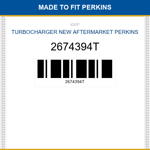 2674394T Turbocharger Made to fit for PERKINS