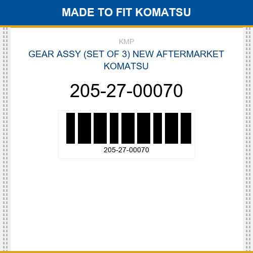 205-27-00070 Gear assy (set of 3) Made to fit for KOMATSU