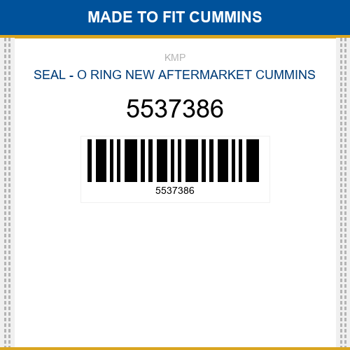 5537386 Seal - o ring Made to fit for CUMMINS