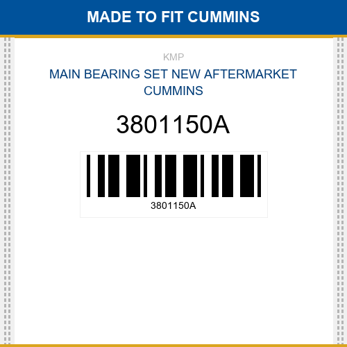 3801150A Main bearing set Made to fit for CUMMINS