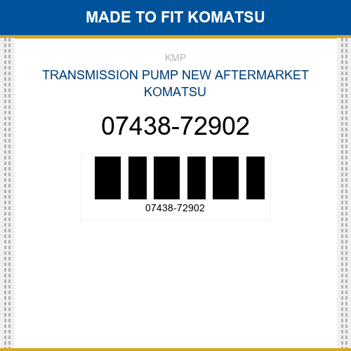 07438-72902 Transmission pump Made to fit for KOMATSU