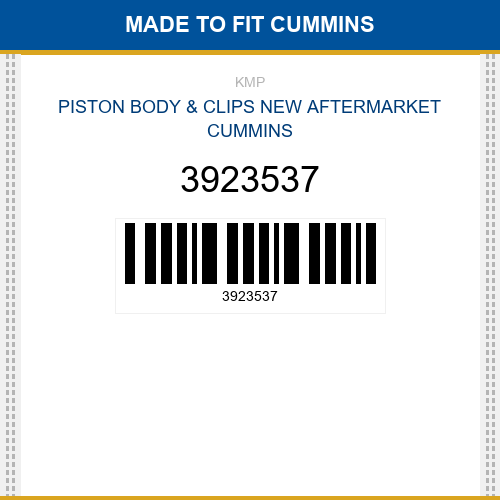3923537 Piston body & clips Made to fit for CUMMINS