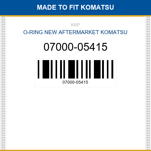 07000-05415 O-ring Made to fit for KOMATSU