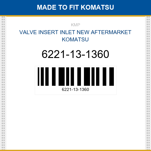 6221-13-1360 Valve insert inlet Made to fit for KOMATSU