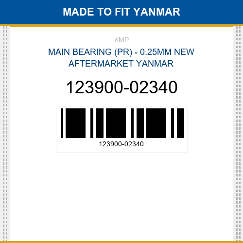 123900-02340 Main bearing (pr) - 0.25mm Made to fit for YANMAR