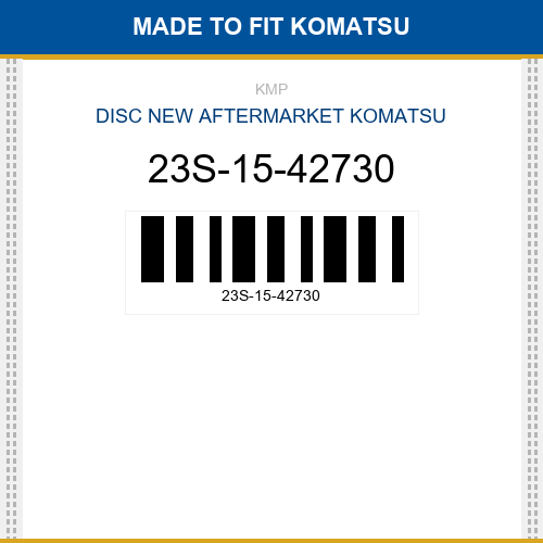 23S-15-42730 Disc Made to fit for KOMATSU