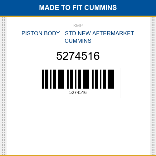 5274516 Piston body - std Made to fit for CUMMINS