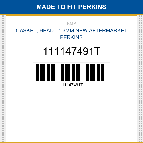 111147491T Gasket, head - 1.3mm Made to fit for PERKINS