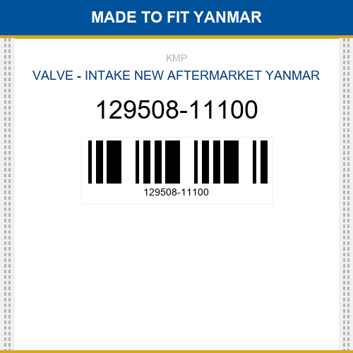 129508-11100 Valve - intake Made to fit for YANMAR