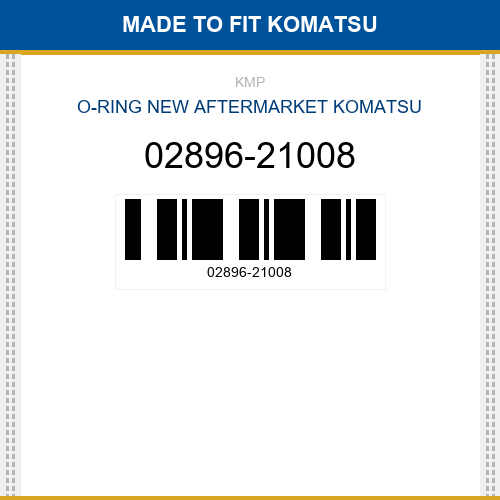 02896-21008 O-ring Made to fit for KOMATSU