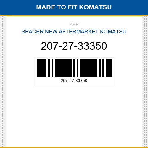 207-27-33350 Spacer Made to fit for KOMATSU