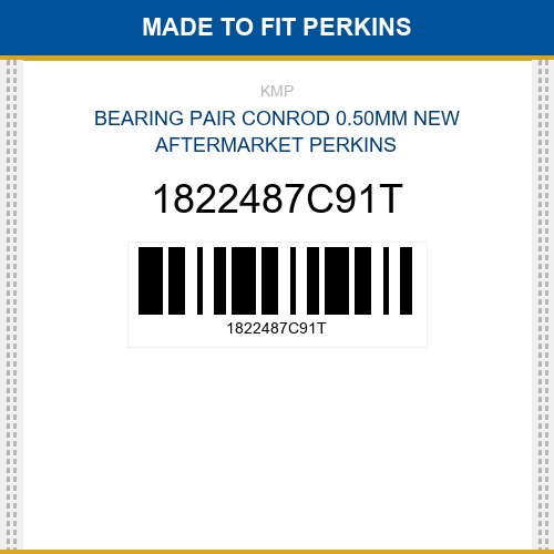 1822487C91T Bearing pair conrod 0.50mm Made to fit for PERKINS