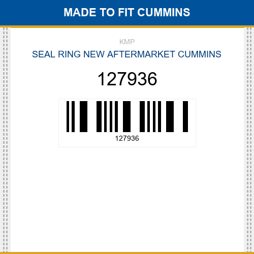 127936 Seal ring Made to fit for CUMMINS