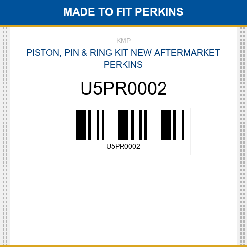 U5PR0002 Piston, pin & ring kit Made to fit for PERKINS